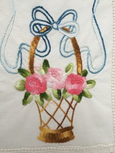 Napperon panier de roses